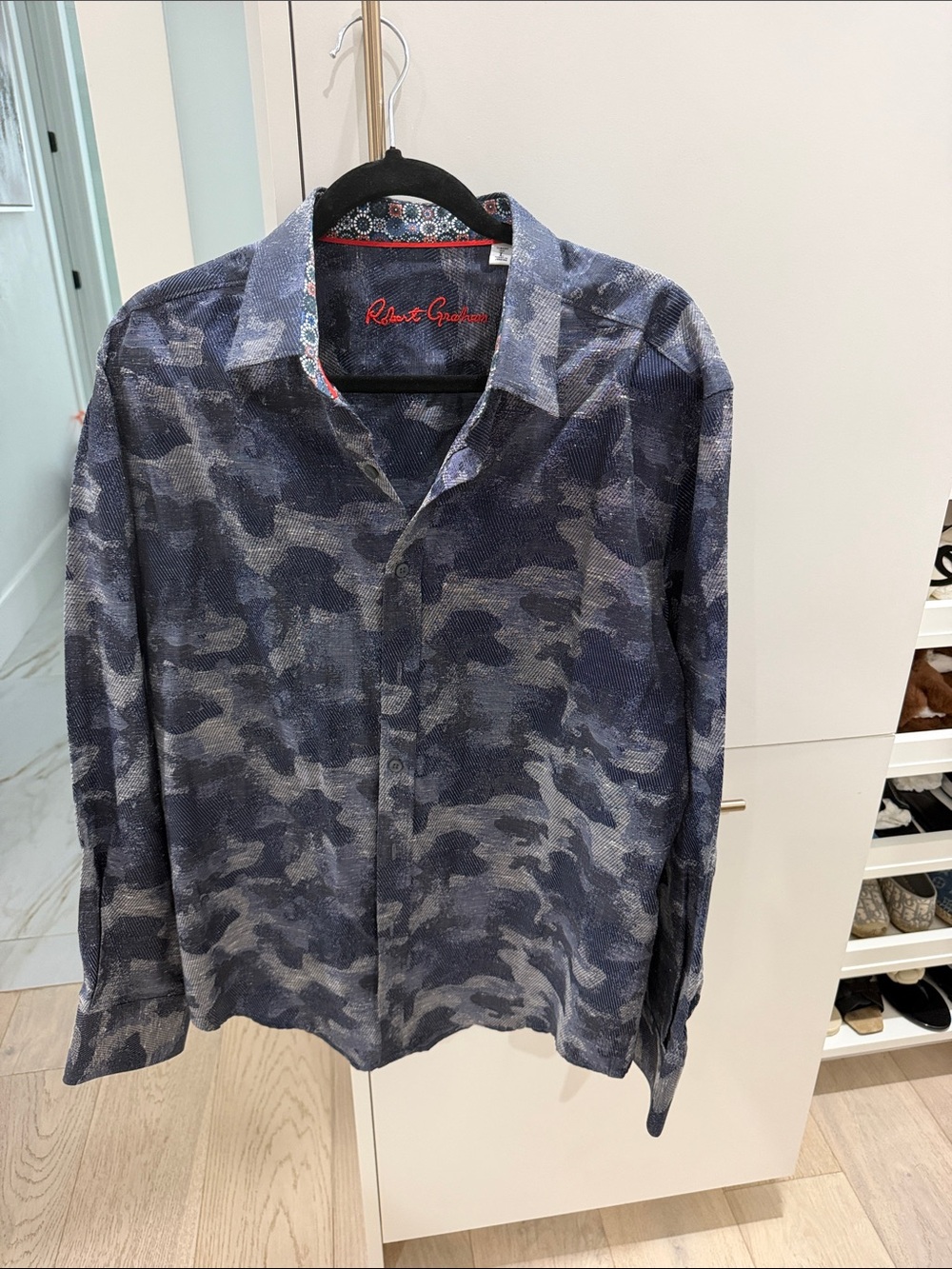 Robert Graham Navy and Gray Camo Dress Shirt